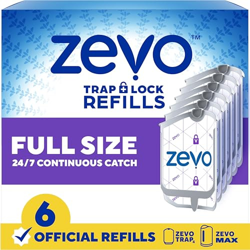 Zevo Flying Insect Trap Official Refill Cartridges - Fits Both Zevo Trap & MAX Indoor Fly Trap - Authentic Trap+Lock Technology to Catch Gnats, House & Fruit Flies (6 Official Refill Cartridges)