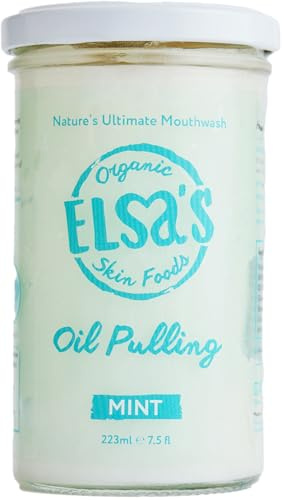 Elsa's Organic Skin Foods - Natural Coconut Oil Pulling Jar - Peppermint - Ayurvedic Blend - For Healthy Teeth & Gums - Helps with Fresh Breath & Teeth Whitening - Plastic Free