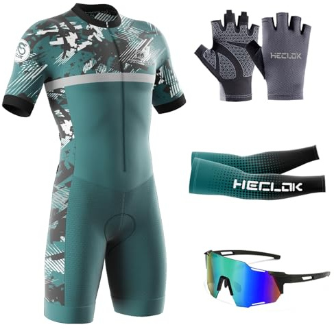 Triathlon Tri Suit-Men's Cycling Skinsuit Triathlon Speedsuit Trisuit Short Sleeve Speedsuit-Quick Dry,One Piece Bodysuit for Bicycle Training,Outdoor Biking Race,Riding Sport