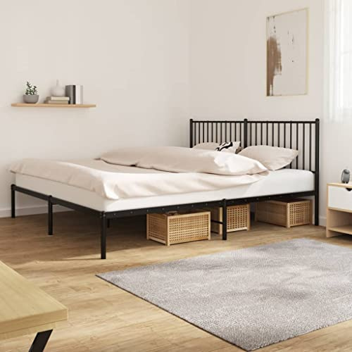 CKioict Palettenbett Modernes Bettgestell Jugendbett Bettgestell mit Kopfteil Metall Schwarz 183x213 cmGeeignet für Gästezimmer, B&Bs, Schlafzimmer