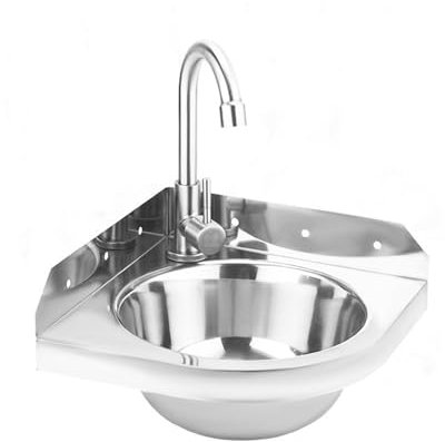 Lavandino A Parete Mini Vanity,Bar Lavandino Bagno per Camper,Roulotte lavello da cucina angolo a parete piccolo angolo in acciaio inox (con rubinetto e tubo di ingresso)