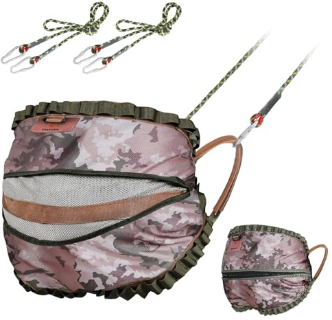 Vataim Jaktträd sadel – hängmatta lätt jaktsadel med dubbla lager sits 71 cm x 40 cm rymmer upp till 136 kg, justerbar sadeljakt kit med kraftiga spännen, osynlig kamouflage