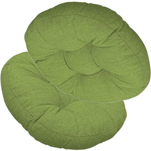 uyeoco Stuhlkissen Rund 40cm/45cm/50cm,für Esszimmer Küche Gartenstühle Dick rutschfest für den Außenbereich Boden Sitzkissen Matte Bürostuhl Kissen Waschbar(Green,2PCS_45X45CM)