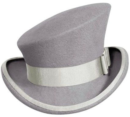 Asymmetrischer Zylinder, Wollhut, Damen, Herren, Unisex, Steam-Punk-Hut, modischer Schleife, dekorativer Hut, Herrenhut, grau, Einheitsgröße