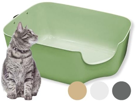 PiuPet Lettiera Gatto Moderna lettiera per Gatti - Lettiera Gatto Grande con pareti Alte - Lettiera Aperta - Lettiera Gatti Grande | Lettiera per Gatto | Sabbiera Gatto | Lettiera Gatto XXL (Verde)