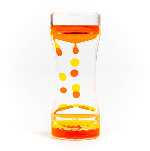 THE TWIDDLERS - Minuteur sensoriel à Mouvement Liquide Orange Jaune, sablier, 14 cm Jouet sensoriel calmant pour autisme, soulagement du Stress, Relaxation, TDAH, Parfait pour remplir Les Bas de Noël