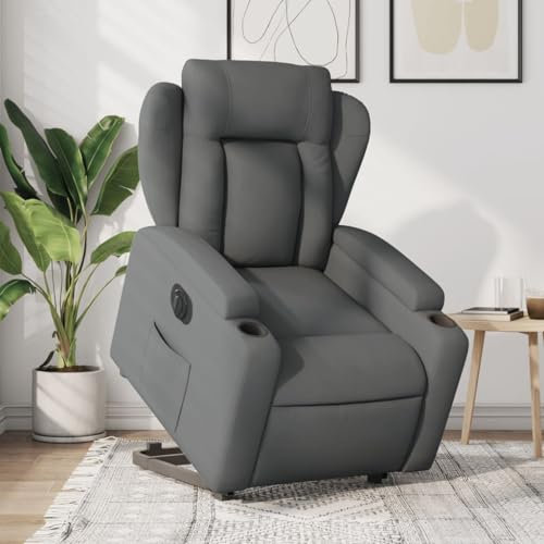Cozynest Fernsehsessel mit Liegefunktion, Liegesessel Aufstehsessel für Wohnzimmer Relaxsessel mit Aufstehhilfe Elektrisch Dunkelgrau Stoff