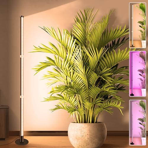 122 cm Pflanzenlampe LED Vollspektrum, 216 LEDs Grow Lampe mit Zeitschaltuhr 4/6/12 Std für Große Zimmerpflanzen, 3 Modi & 5 Dimmstufen Standleuchte mit Metallfuß, Pflanzenlicht für Indoor Anzucht