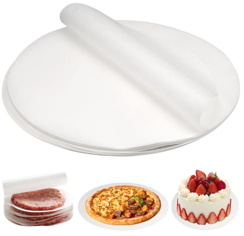 150 Pezzi Pergamena Rotonda Carta, 26 cm Carta Pergamena Rotonda, Rotonda Fogli di Carta Antiaderente, Carta per Hamburger Rotonda, Carta da Forno Fogli Barbecueper Cuocere, Grigliare, Pizza, Torte