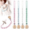 LYNJOVU 4 Pezzi Catenella Portaciuccio in Silicone, Catenella Ciuccio in Silicone, Clip Supporto Porta Ciuccio (Bianco + verde + azzurro + rosa)