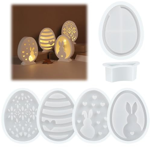 YongSral 6 Stück Silikonformen Gießformen Ostern, Osterhase Silikonform, Silikonform Ostern Hase, Silikonform Hase, Ostern Kaninchen Silikonform, Ostern Hase Gießform für Tortendeko, Ostergeschenke