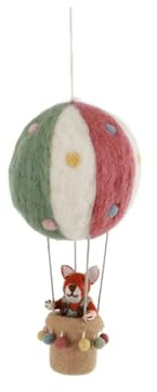 Handgemacht & Fairtrade-zertifiziert | Gry & Sif | Stilvolles dänisches Design x Nepali Kunsthandwerker | Mobile Baby mit Fuchs mit Luftballon aus Filz für Babybett Laufstall Wickeltisch Babyzimmer