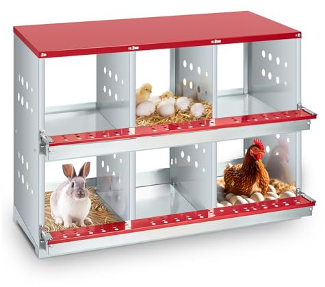 Hühner Nistkasten, 6 Fächer Nistkasten, Einfache Eiersammlung Große belüftete Löcher Hühnerstall Ausrüstung mit belüfteten Löchern, Heavy Duty Hühner Nistkästen für Hühner, Kaninchen, Enten