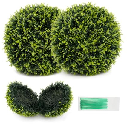 RELAX4LIFE 2er Set künstliche Buchsbaumkugel, Pflanzenkugel Ø 55 cm, Kunstpflanzen Formschnittkugel, Buchsbaum Kugel UV-beständig, dekorative Kugelpflanzen für Garten, Hochzeit, Haus, Balkon, Grün