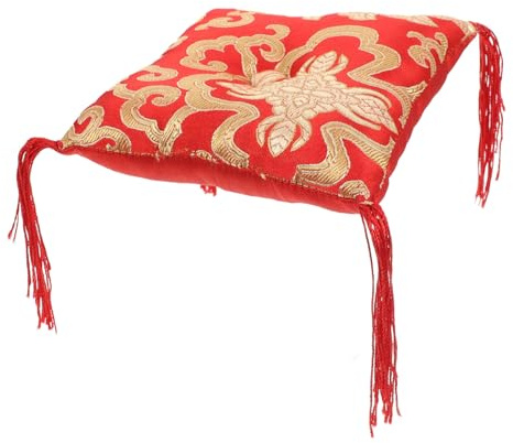Handgefertigte Stoff Klangschalenmatte Rot mit Konkavem Design | Yoga und Meditation, Druckentlastend, Passend für Tibetische Klangschalen, aus Stoff