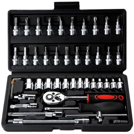 FENGJISUN Juego De Llaves De Tubo Juego de 46 Llaves de Tubo con trinquete de 1/4 de Pulgada for reparación de automóviles y Uso doméstico Ferramentas para Reparación