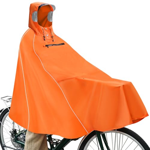 Andake Poncho impermeable unisex para bicicleta, poncho de lluvia para hombre y mujer, naranja