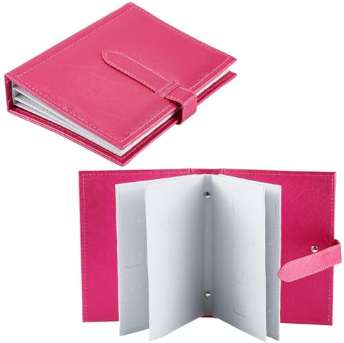 CREATCABIN Portaorecchini Organizer A Libro Portaorecchini In Pelle PU Da Viaggio Portatile Piccolo Organizer per Orecchini per Donne per Le Vacanze Rosa Intenso 18.6x13.7x4.1cm