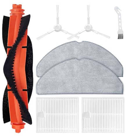 Accesorios Kit Compatible con Xiaomi Robot Vacuum S20 / D106 Recambios Repuestos, 1 Cepillo principal, 2 filtros Hepa, 2 cepillos laterales, 2 paños de fregona