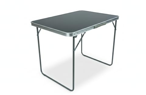 HERSIG - Mesa Plegable de Camping y Jardín Portátil Ultraligera de 80x60x70cm para Exterior y Terraza con Estructura Tipo Maleta Fácil de Montar en Segundos Color Negro
