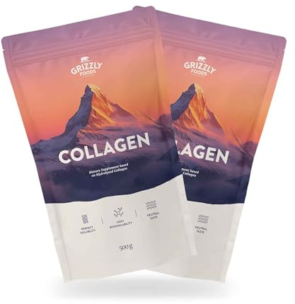 Grizzly Foods • Kollagen Pulver (2 x 500g) • 100% rein & natürlich • Optimale Bioverfügbarkeit • Ohne Zusätze • Ideal für Haut, Haare & Gelenke • Geschmacksneutral & vielseitig • Collagen Hydrolysat