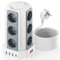Regleta Vertical Enchufes 16A Regleta Enchufe con 12 Tomas Corrientes y 4 Rápida USB Tomas Proteccion Sobretension Cable de Extensión de 5M y Tapón de Seguridad con Interruptor para Casa Oficina