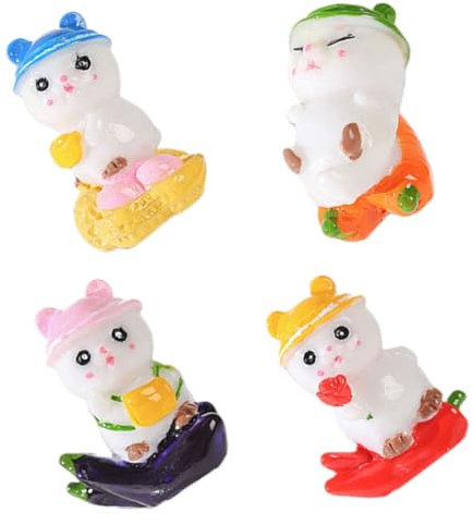 TOYANDONA 4pcs Unique Design Mouse Figurines Resin Miniature Figurines Resin Ornaments Squirrel Garden Ornaments Home Office Decor