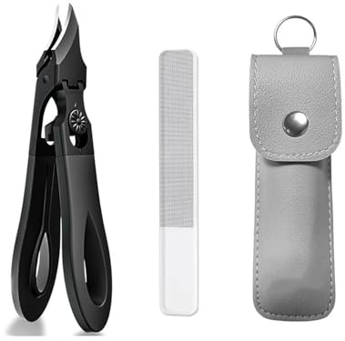 Slanted Toenail Clipper, Stainless Steel Nail Clippers, Long Handle Wide Jaw Opening Anti-Splash Slanted Nail Clipper, Sharp Ortho Pliers with Non-Slip Handle for Thick Nails