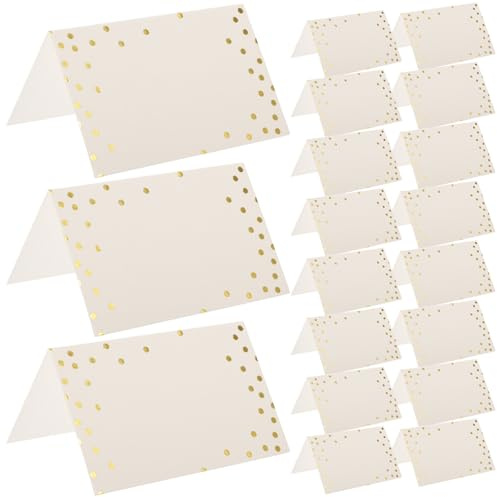 MOLUCKFU 50 Pezzi Segnaposto da Tavolo in Carta Design a Pois Dorati Biglietti da Visita Vuoti per Matrimoni e Feste Cartellini per Posti a Sedere Spazio per Nome e Numero