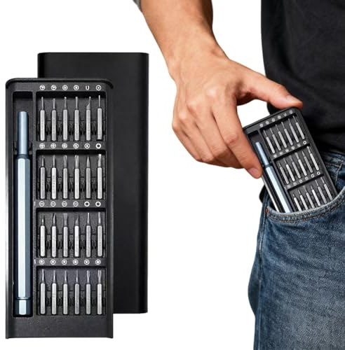 GNALIA Destornilladores Precisión, 1 Juego 24 En 1 Color Negro, Medidas 158X60X17Mm, Incluye Torx T3-T10, Triwing Y00, P2/P5, Para Dispositivos Electrónicos Y Gafas
