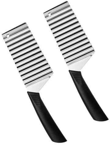 Veemoon Lot de 2 Coupe-Pommes de Terre Ondulés en Acier Inoxydable Lame Ondulée pour Tranches Décoratives Outil Cuisine Polyvalent pour Fruits et Légumes Facile à Utiliser
