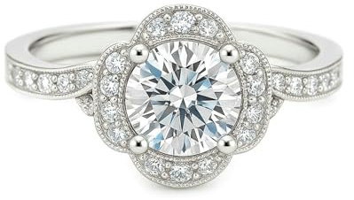 Whoiy Gold Eheringe 585 Damen, Verlobungs Ringe 14k Weißgold mit 1.2ct Moissanite Trauring Blume Echtgold Damenring Größe 63 (20.1)