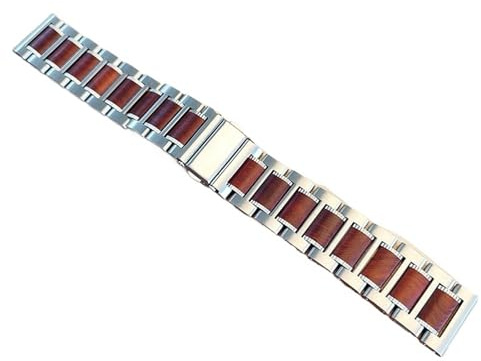 Träarmband i rostfritt stål, utbytbart armband, snabbkoppling, unisex(Silver)