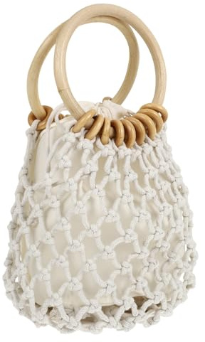 Abaodam Bolso de Mano Tejido de Algodón Pequeño Cordón, Mini Clutch Color Claro Forro, Bolso Playero para Mujer, Adecuado para Verano, Vacaciones y Uso Casual