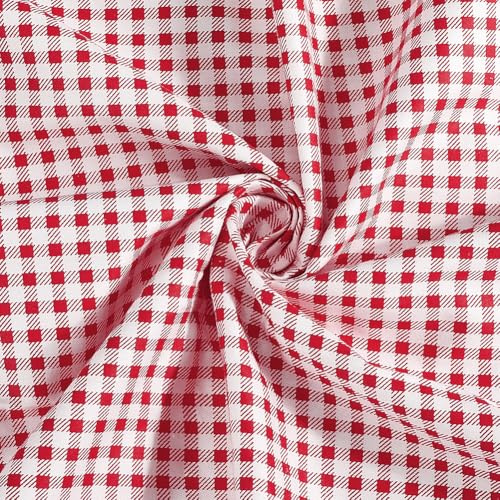 PH PandaHall 1.6x1m Karo Baumwolle Stoffe Rot Weiß Tartan Stoff Ginghamstoff Karo Muster Nähenstoffe für DIY Nähen Handwerk Kleidung Vorhang Tischdecke Quilten Patchwork Heimdekoration Accessoires