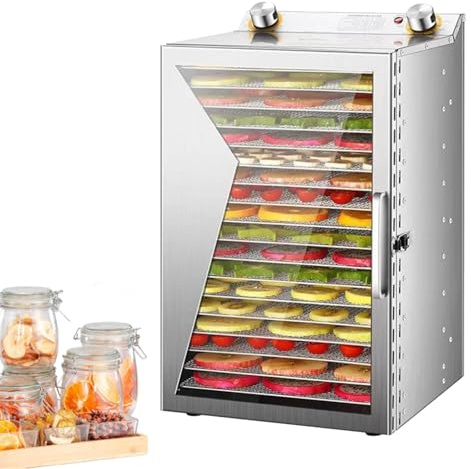 Déshydrateur Alimentaire Électrique Avec Minuterie 12 Heures, Contrôle De La Température 30-90 °C, En Acier Inoxydable, Idéal Pour Viande Séchée, Le Bœuf, Les Herbes(18Layer)