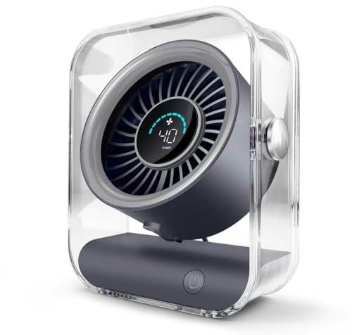 Small USB Desk Fan, 3000mAh Rechargeable Ultra Quiet 100 Speeds Desktop Fan