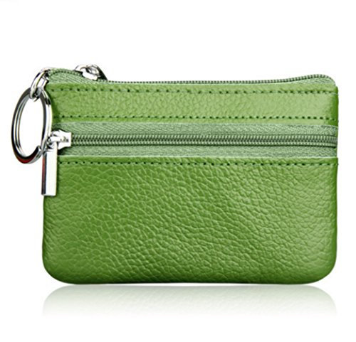 YaJaMa Echtleder Klein Schlüsselmäppchen Schlüsseletui Schlüsseltasche Schlüsselbörse Geldbörse mit Schlüsselring (Grün)