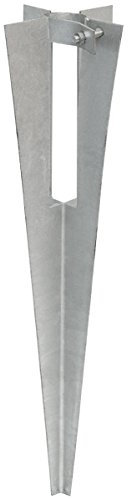 NIEDERBERG METALL Piquet en métal galvanisé env 50cm de long avec collier de serrage métallique | idéal pour enfoncer et sécuriser au sol poteaux de clôtures de env Ø34mm | Argenté