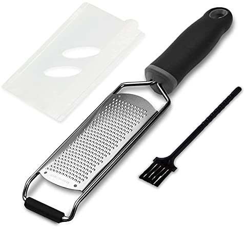Wellehomi Latest Zester Lemon Zester Cheese Grater with Large Soft TPR Handle Sharp Stainless Steel Blade Easy to Grate Lemon Cheese Chocolate Orange Citrus Nuts Gingers
