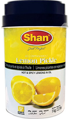 Shan Lemon Pickle 35.27 oz (1000g) - Hot & Spicy Lemons in Oil - Rich Blends of Spices - Perfect Accompaniment to Everyday Meals - Suitable for Vegetarians - Airtight Pet Jar