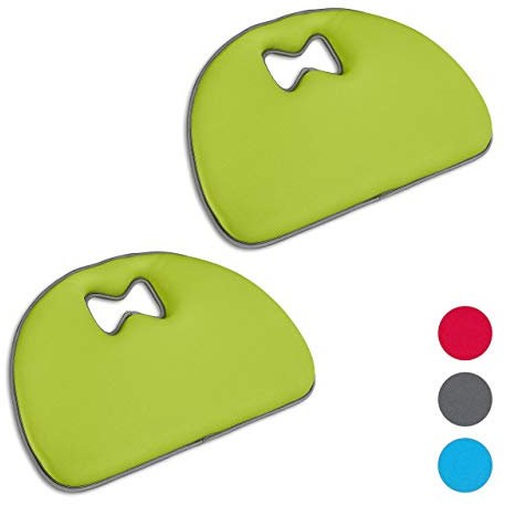 Relaxdays Coussin de Genoux pour Jardin, Lot de 2, Aide pour Les Genoux, Protection, Universel, avec poignée, Tapis Genoux, Vert