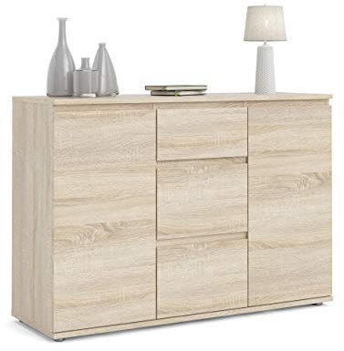 Sideboard mit Türen und Schubladen, Eichenfarbe, 119,45 x 83,7 x 40 cm
