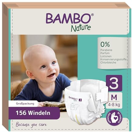 Bambo Nature Couches écologiques de qualité supérieure, couches durables étiquetées écologiques, protection améliorée contre les fuites, couches sûres et confortables pour bébé, sûres et confortables