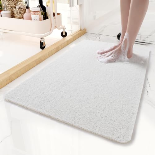 Non-Slip Bathtub Mat, 17x 30 Inch, Shower Mats for Bath Tub, PVC Loofah Bathroom Mats for Wet Areas, Quick Drying