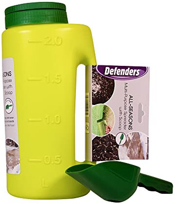 Defenders All-Seasons Multi-Purpose Handy Spreader with Scoop - Green, Ideal for Application of Granules and Seeds