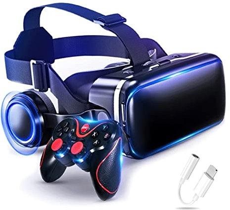 Gafas de Realidad Virtual, 3D VR Gafas con Controlador Bluetooth para Juegos Visión Panorámico VR Glasses para iPhone 13 Pro Max/13 Pro/13/12/11, para Samsung Galaxy S21, Huawei, Xiaomi ( Size : Ios )