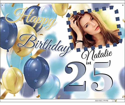 Geburtstag Banner Ballon & Foto, Personalisierbar mit Fotos Name und Alter…, Party Dekoration, Happy Birthday Hintergrund Banner Geburtstagsfeier Dekorationen Banner