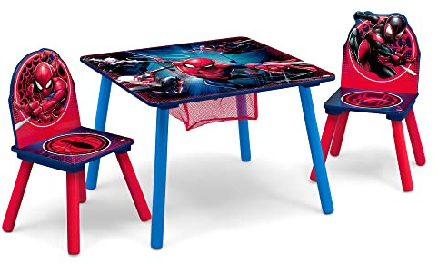 Delta Children Marvel Spider-Man Kids Table Set with Storage (2 Chairs Included) Greenguard Gold Certified, Blue/Red