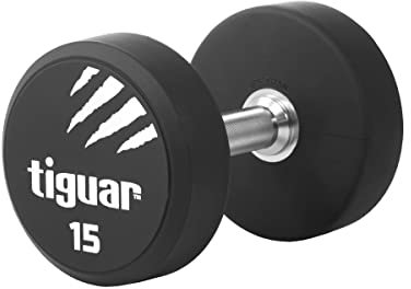 Tiguar PU-Hantel, rund, 15 kg, Unisex, hochwertiger Griff für Krafttraining, 1 Stück